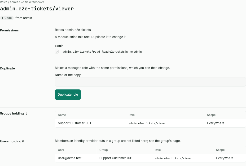 A code role’s page
